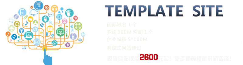 TEMPLATE SITE;國(guó)際域名1個(gè)、多線(xiàn)300M空間1個(gè)、企業(yè)郵箱5*100M、響應(yīng)式網(wǎng)站建設(shè)、模板建站僅需2600元起！更多精美模板供您選擇！